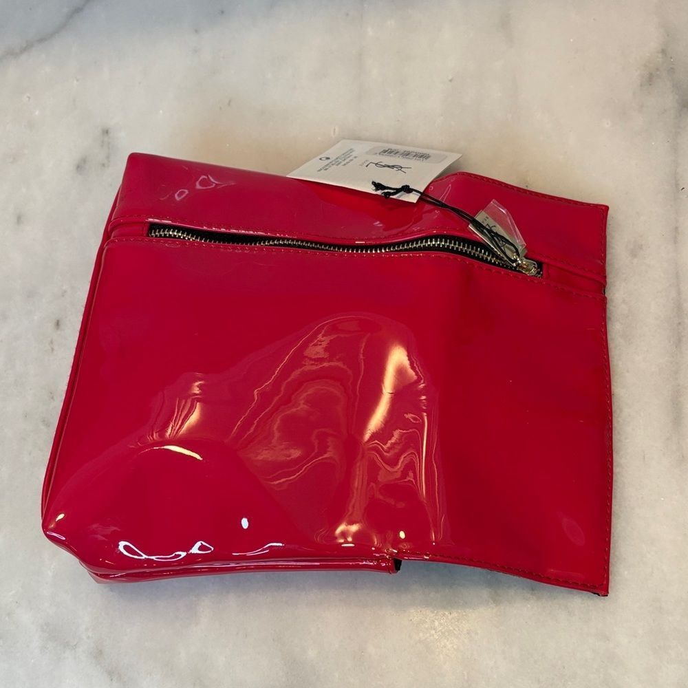 Yves Saint Laurent Purse Vibrant Red Patent Leather Clutch Cosmetic Bag NWT - Picture 14 of 15